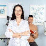 Patient visiting an ophthalmology practice for the first time